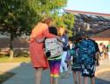 Horizon Elementary School Principal Tressa Decker welcomes students back on the 1st Day of School